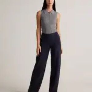Quince - Ultra-Stretch Ponte Wide Leg Pants - Navy -  M - 32 inseam